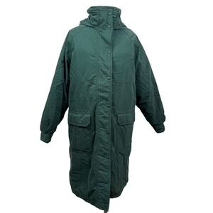 VTG LL Bean Goose‎ Down Parka Jacket Goretex Women M Green Hood Gorpcore Utility